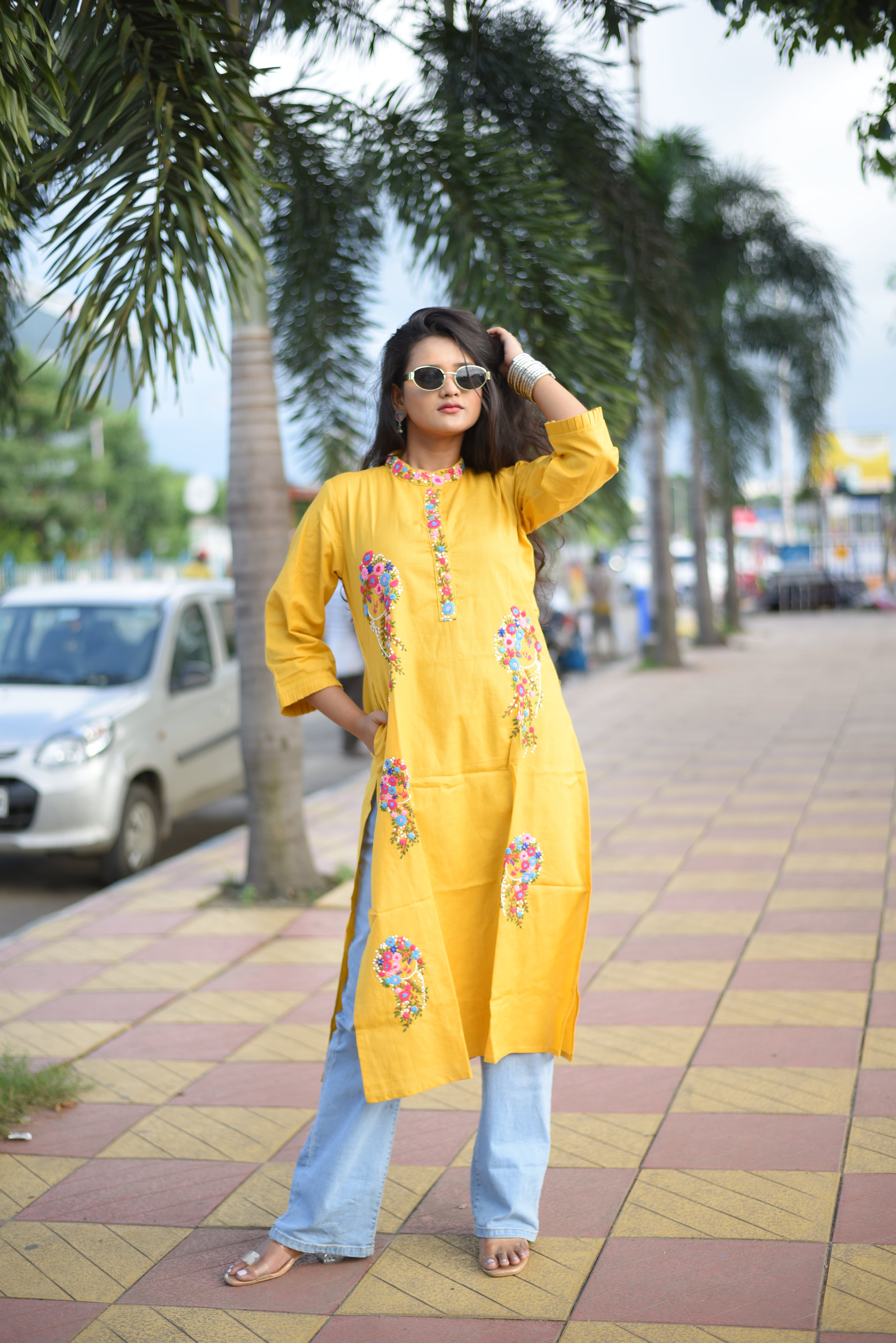 Cotton Handwork Yellow Color Kurta